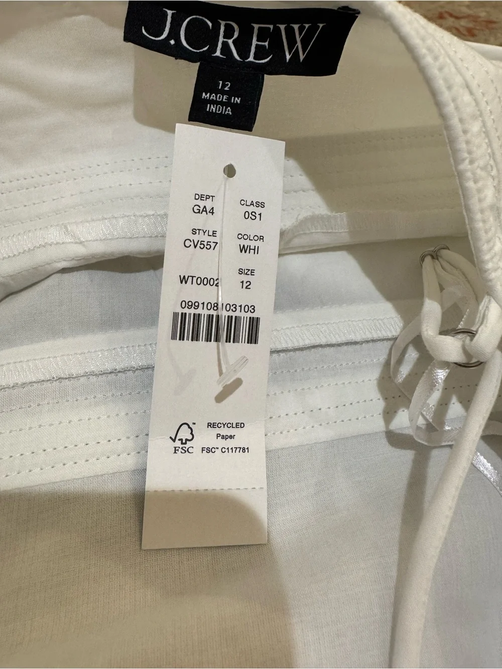 J. Crew White 100% cotton  sweetheart spaghetti strap A lineMidi Dress SZ12 NWT